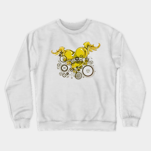 Golden Mechanical Heart Crewneck Sweatshirt by CatCoconut-Art